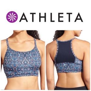 Athleta Halter Sports Bra, High Neck, Chi Print, Mesh Back